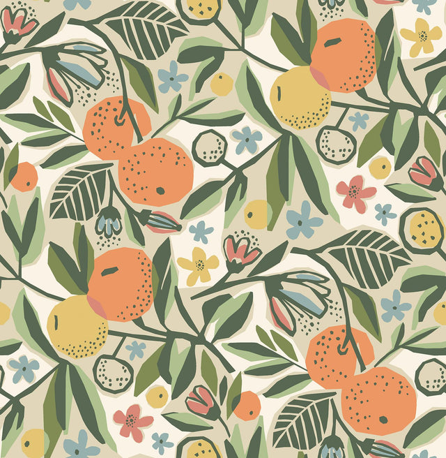 York Ochre Clementine Garden Peel & Stick Wallpaper