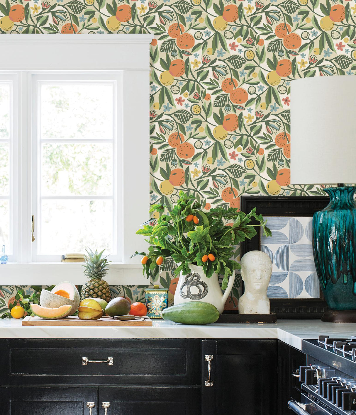 York Ochre Clementine Garden Peel & Stick Wallpaper