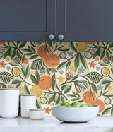 York Ochre Clementine Garden Peel & Stick Wallpaper