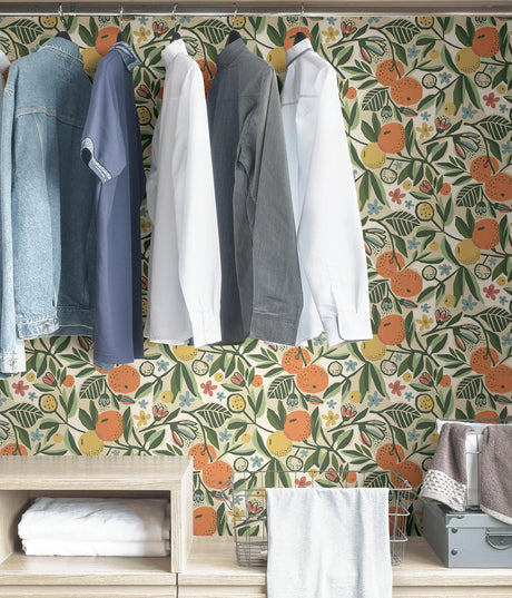 York Ochre Clementine Garden Peel & Stick Wallpaper
