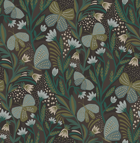 York Chocolate Papillon Flutter Peel & Stick Wallpaper