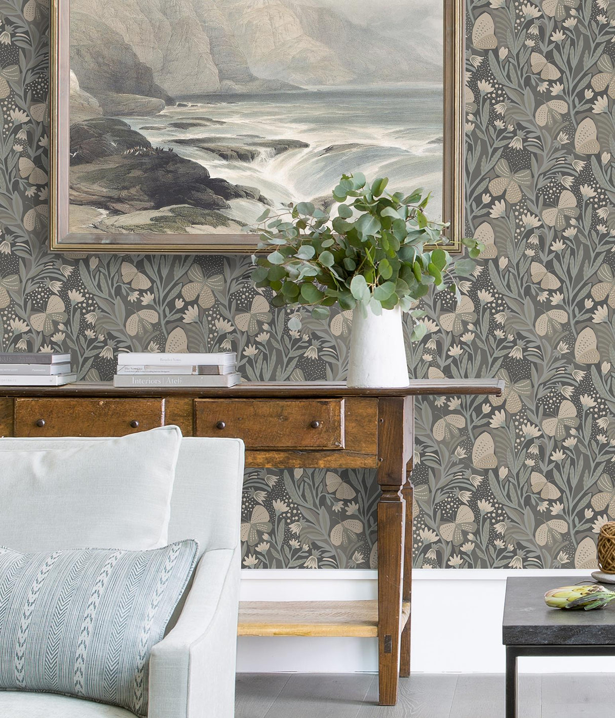York Blue Grey Papillon Flutter Peel & Stick Wallpaper
