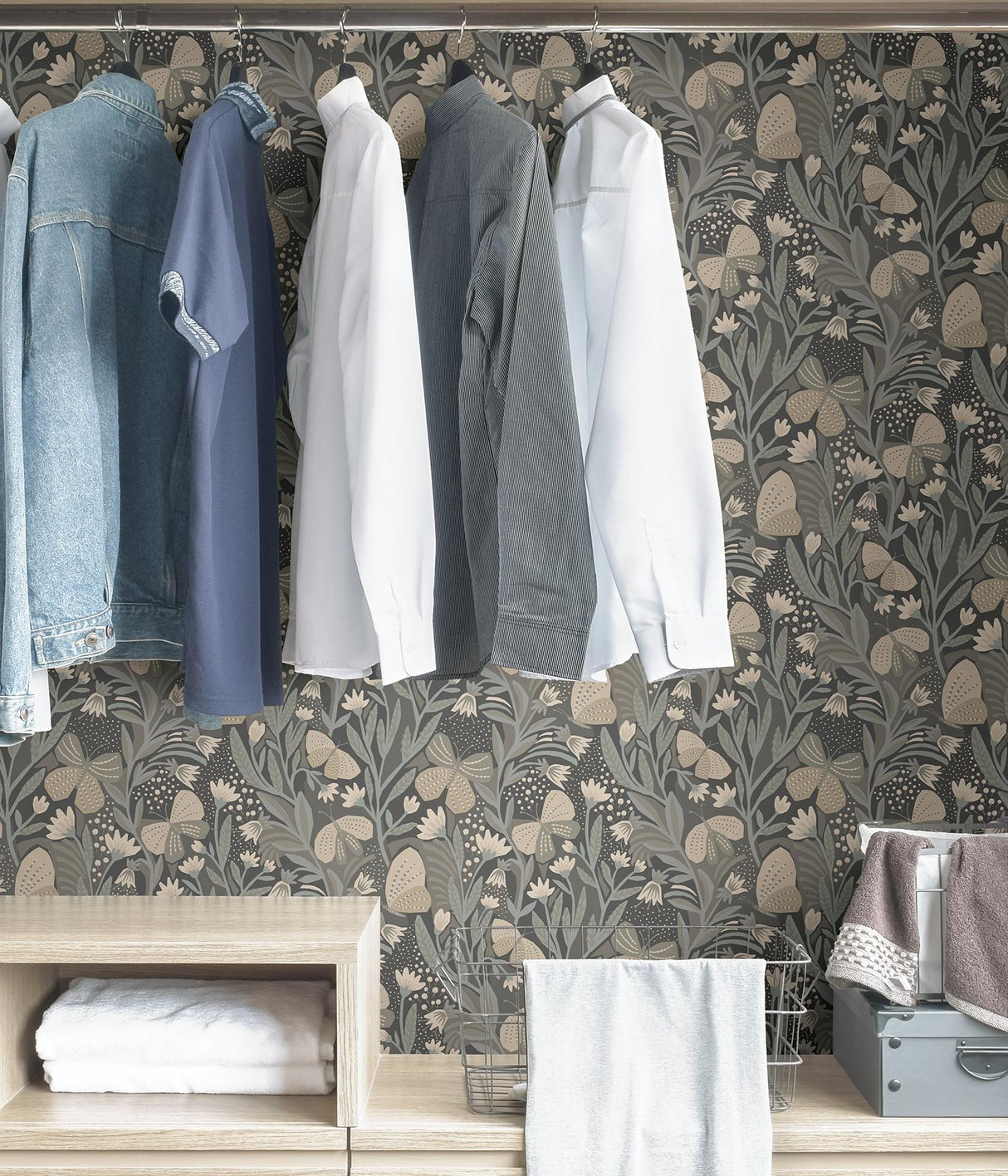 York Blue Grey Papillon Flutter Peel & Stick Wallpaper