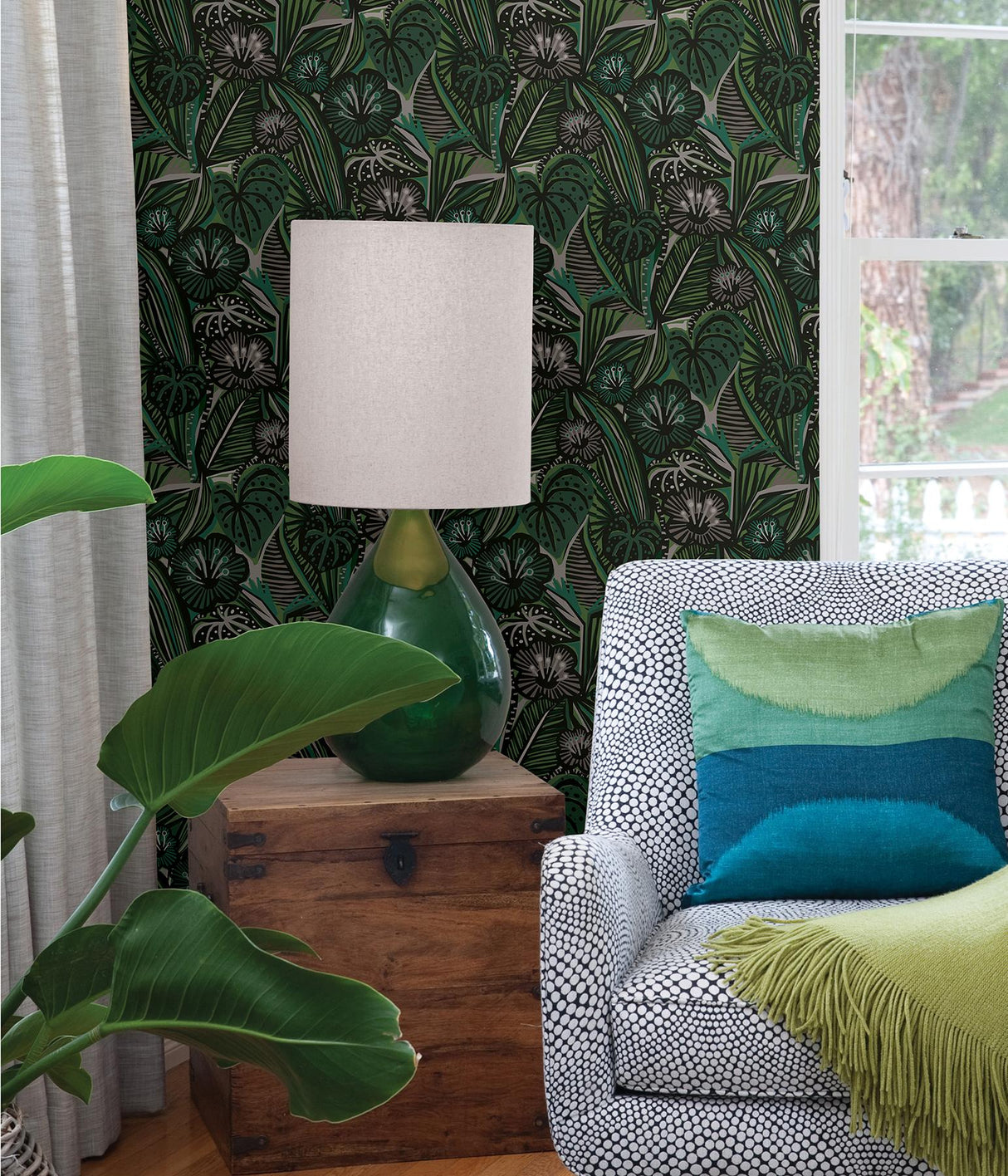 York Greens Lotusland Peel & Stick Wallpaper