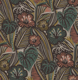 York Coral Teal Lotusland Peel & Stick Wallpaper