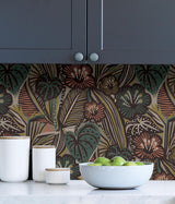 York Coral Teal Lotusland Peel & Stick Wallpaper