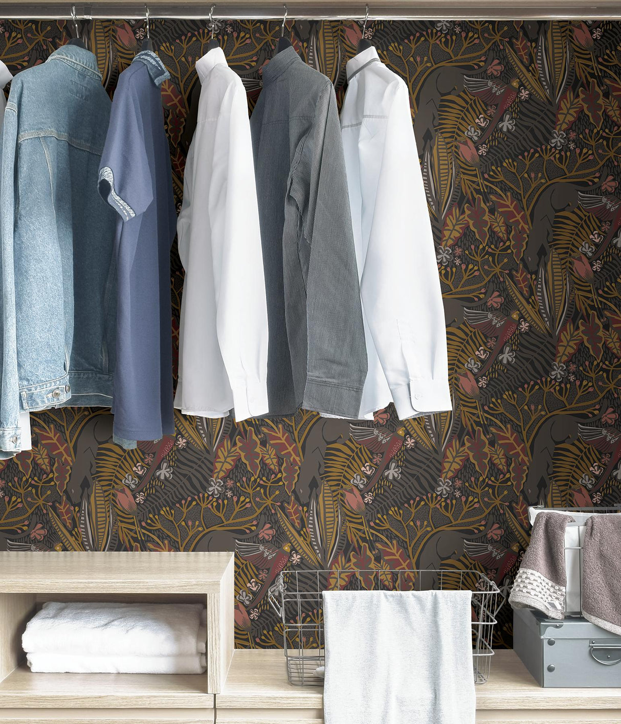 York Gold Cranberry Poise Peel & Stick Wallpaper
