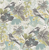 York Grey Aqua Jaybird Peel & Stick Wallpaper