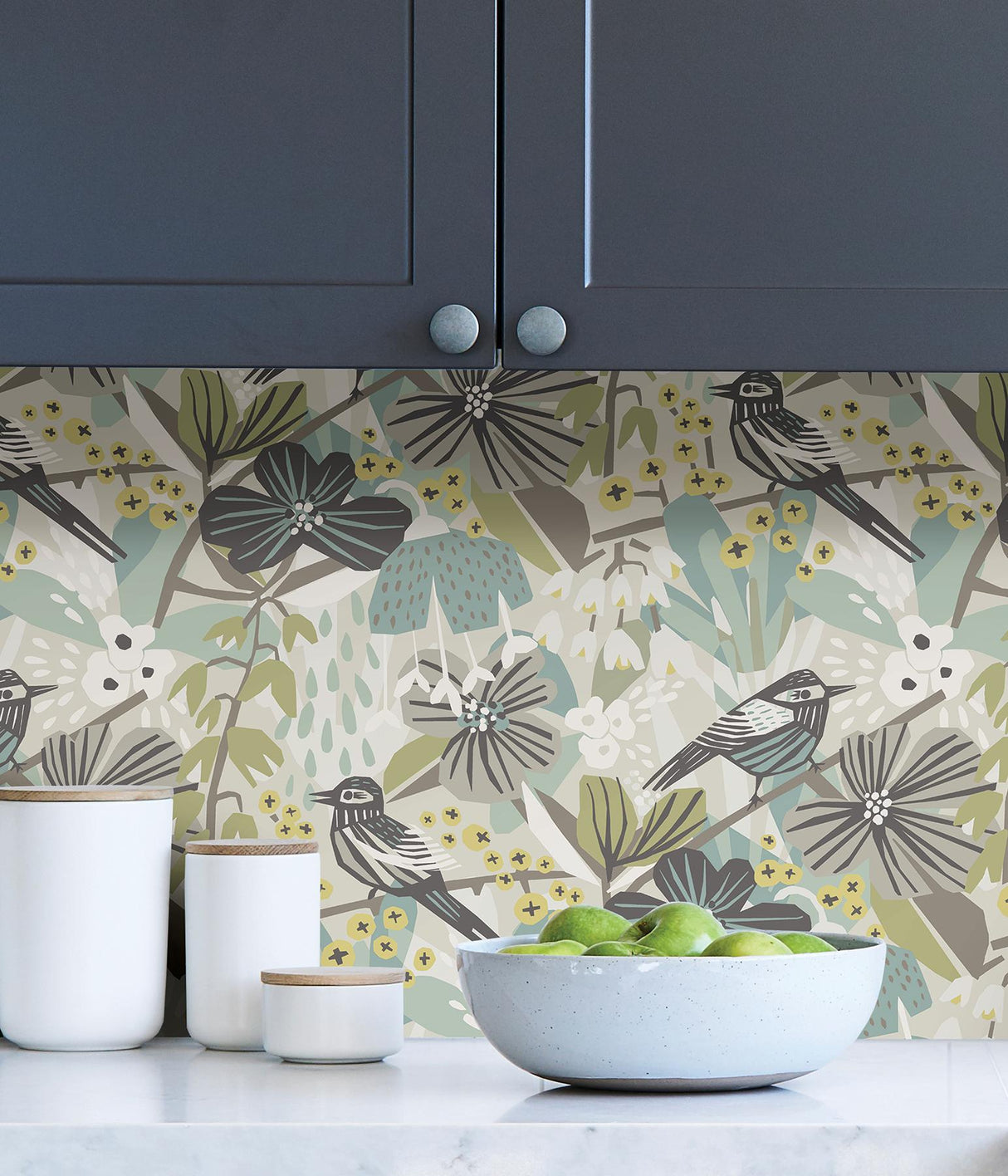York Grey Aqua Jaybird Peel & Stick Wallpaper