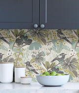 York Grey Aqua Jaybird Peel & Stick Wallpaper
