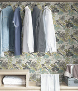York Grey Aqua Jaybird Peel & Stick Wallpaper