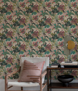 York Teal Pink Jaybird Peel & Stick Wallpaper