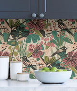York Teal Pink Jaybird Peel & Stick Wallpaper