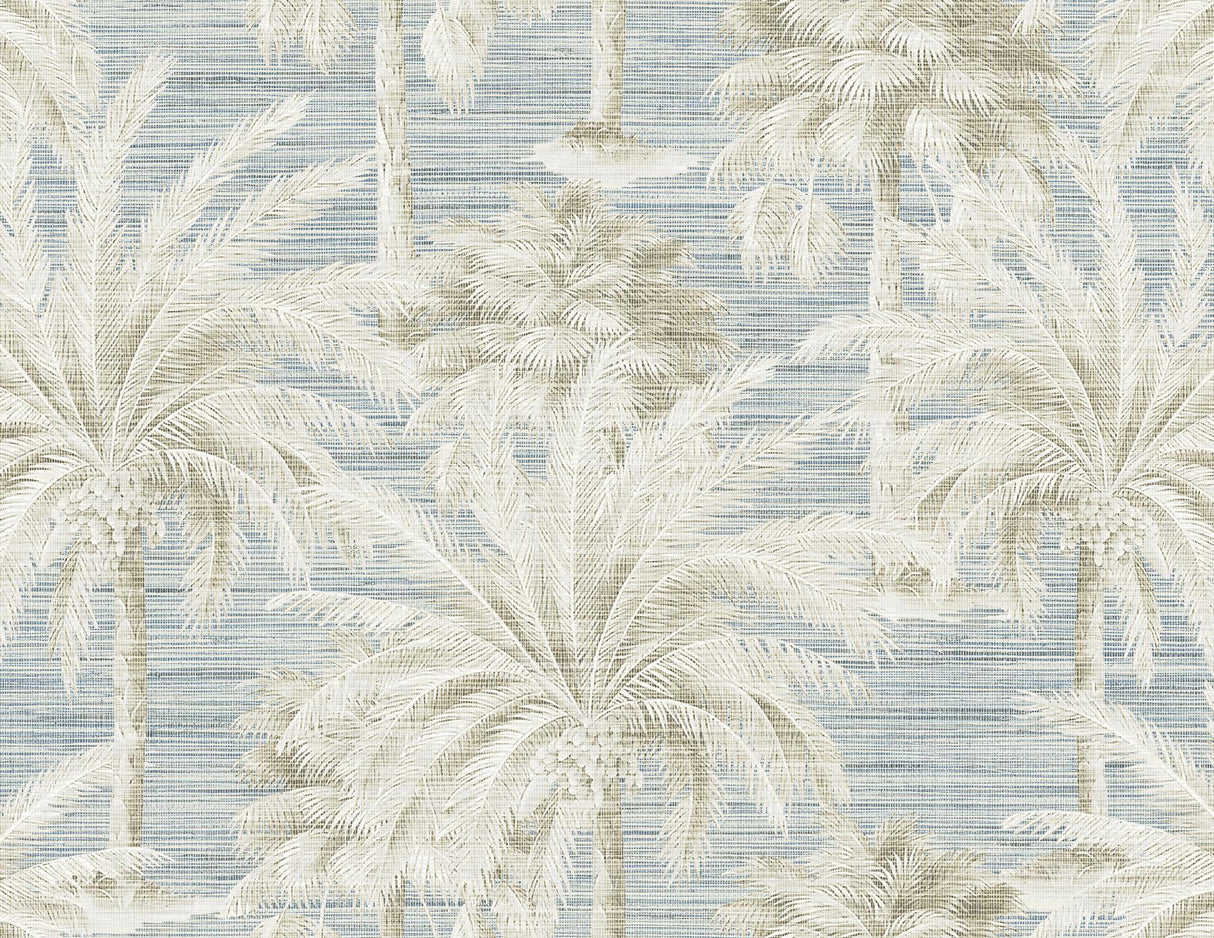 York Dream Of Palm Trees Blue Texture Wallpaper