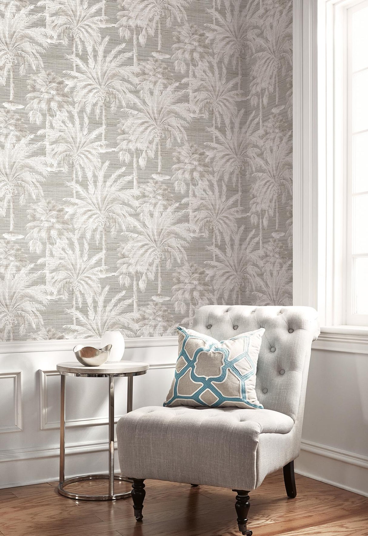 York Dream Of Palm Trees Grey Texture Wallpaper