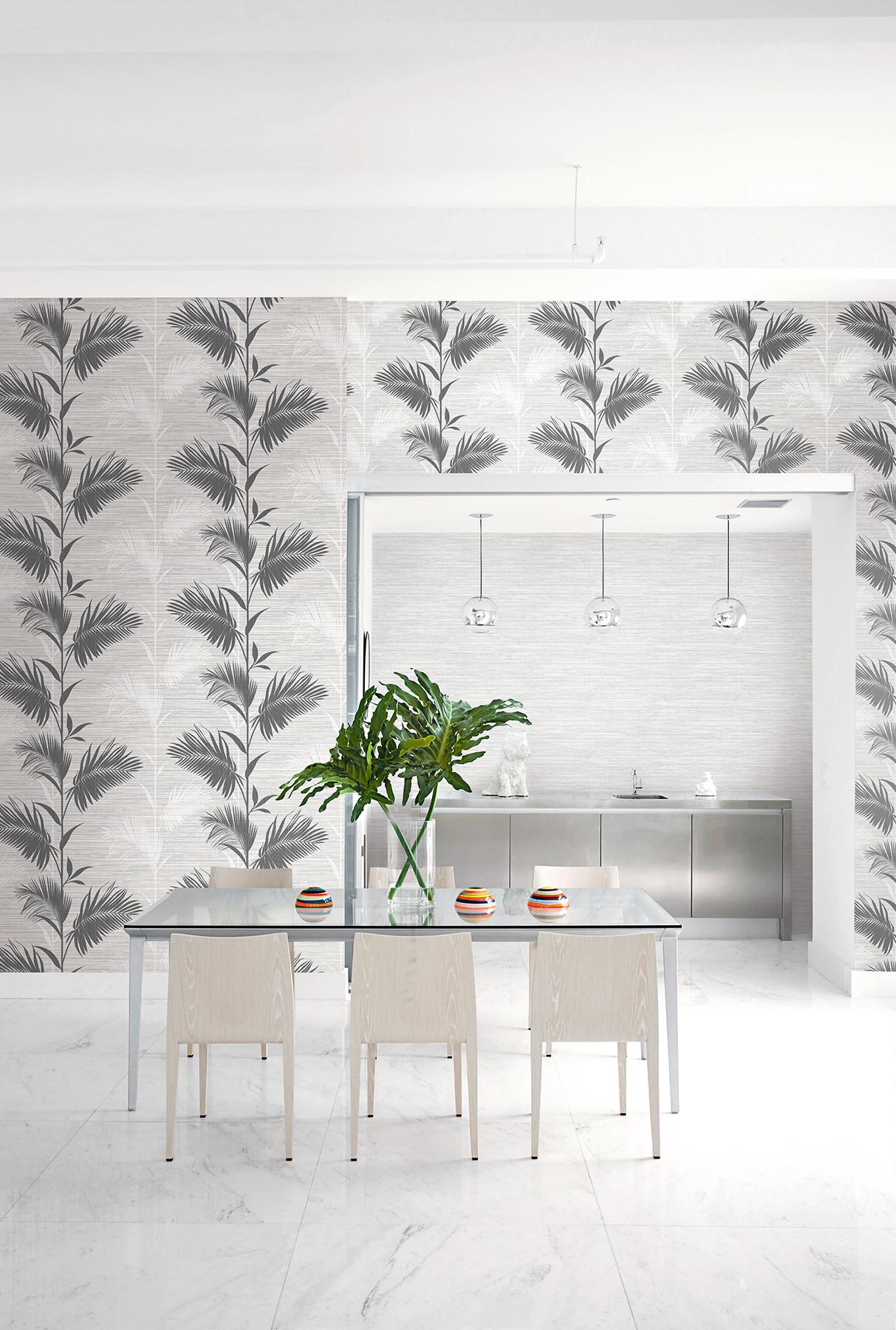 York Away On Holiday Black Palm Wallpaper