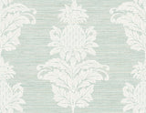 York Pineapple Grove Turquoise Damask Wallpaper