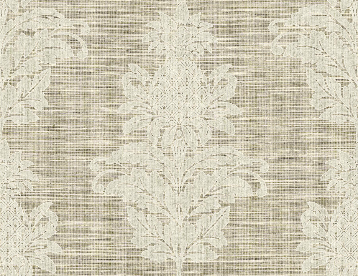York Pineapple Grove Brown Damask Wallpaper