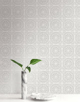 York Twist Pewter Medallion Wallpaper
