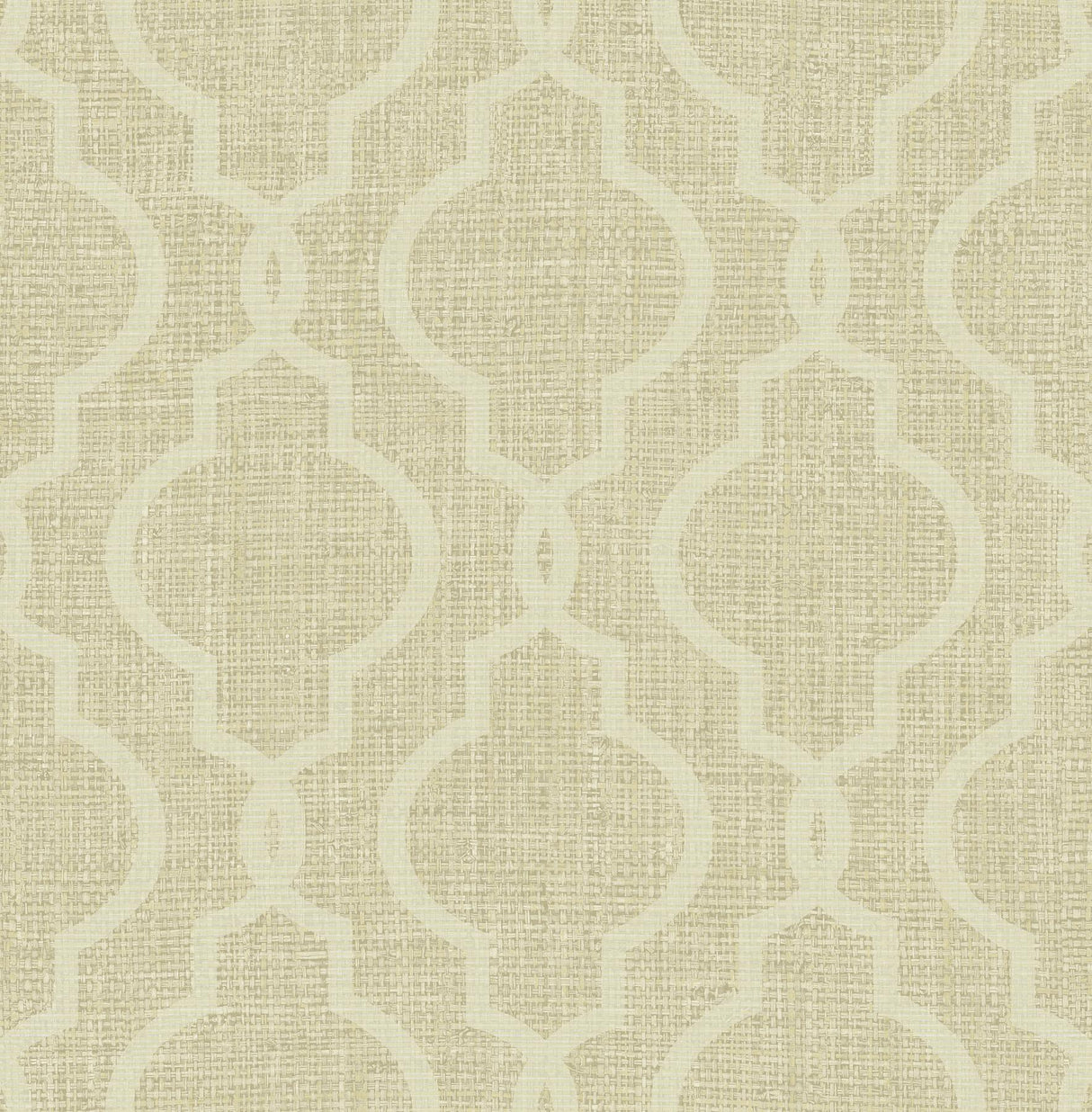 York Geometric Jute Gold Quatrefoil Wallpaper