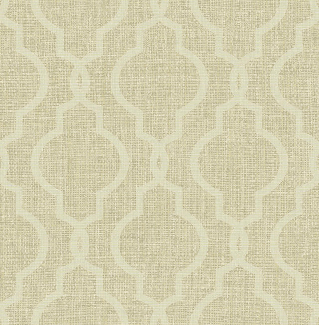 York Geometric Jute Gold Quatrefoil Wallpaper