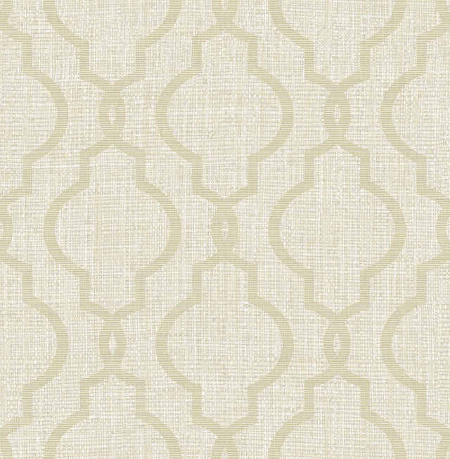 York Geometric Jute Taupe Quatrefoil Wallpaper