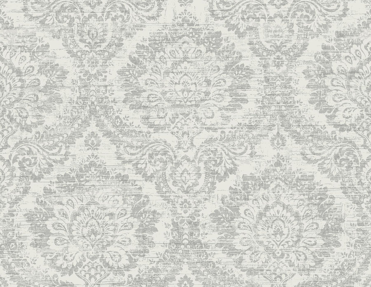 York Kauai Grey Damask Wallpaper