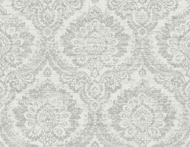 York Kauai Grey Damask Wallpaper