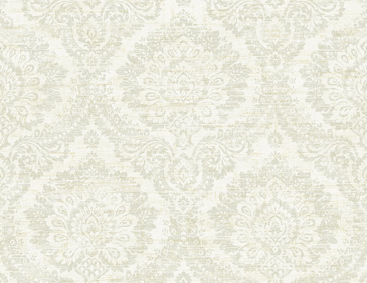 York Kauai Taupe Damask Wallpaper