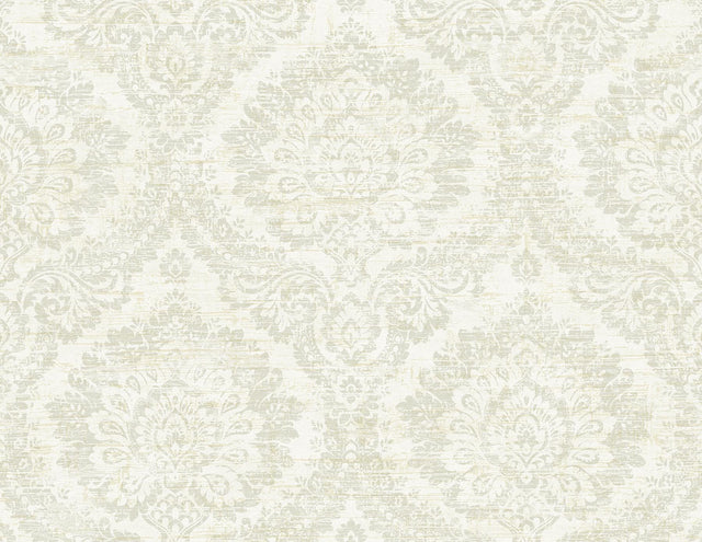 York Kauai Taupe Damask Wallpaper