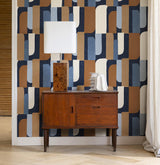York Derain Blue Geometric Wallpaper