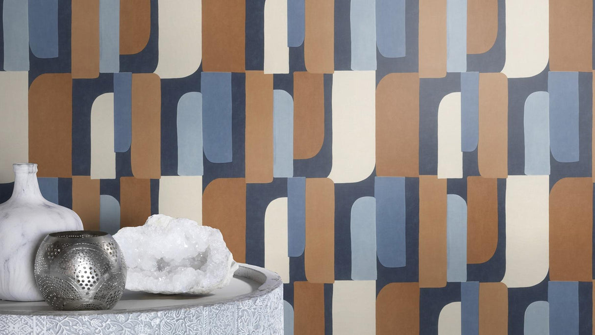York Derain Blue Geometric Wallpaper