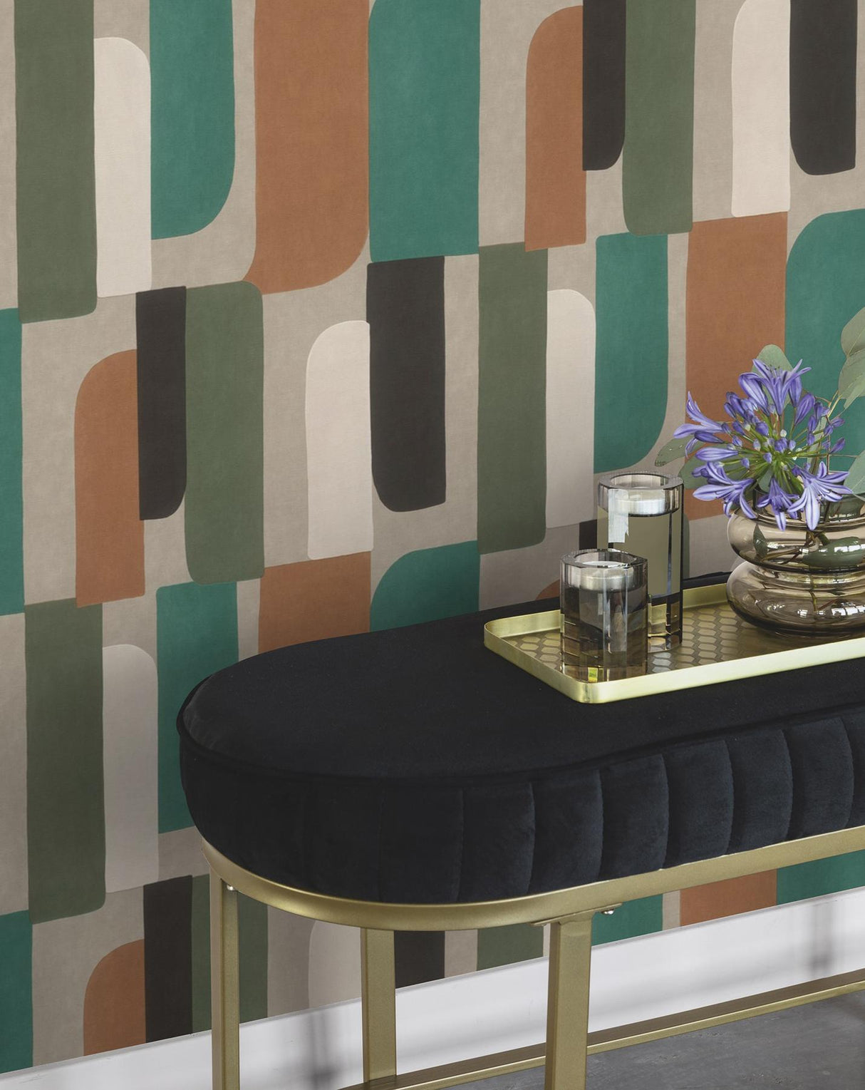 York Derain Green Geometric Wallpaper