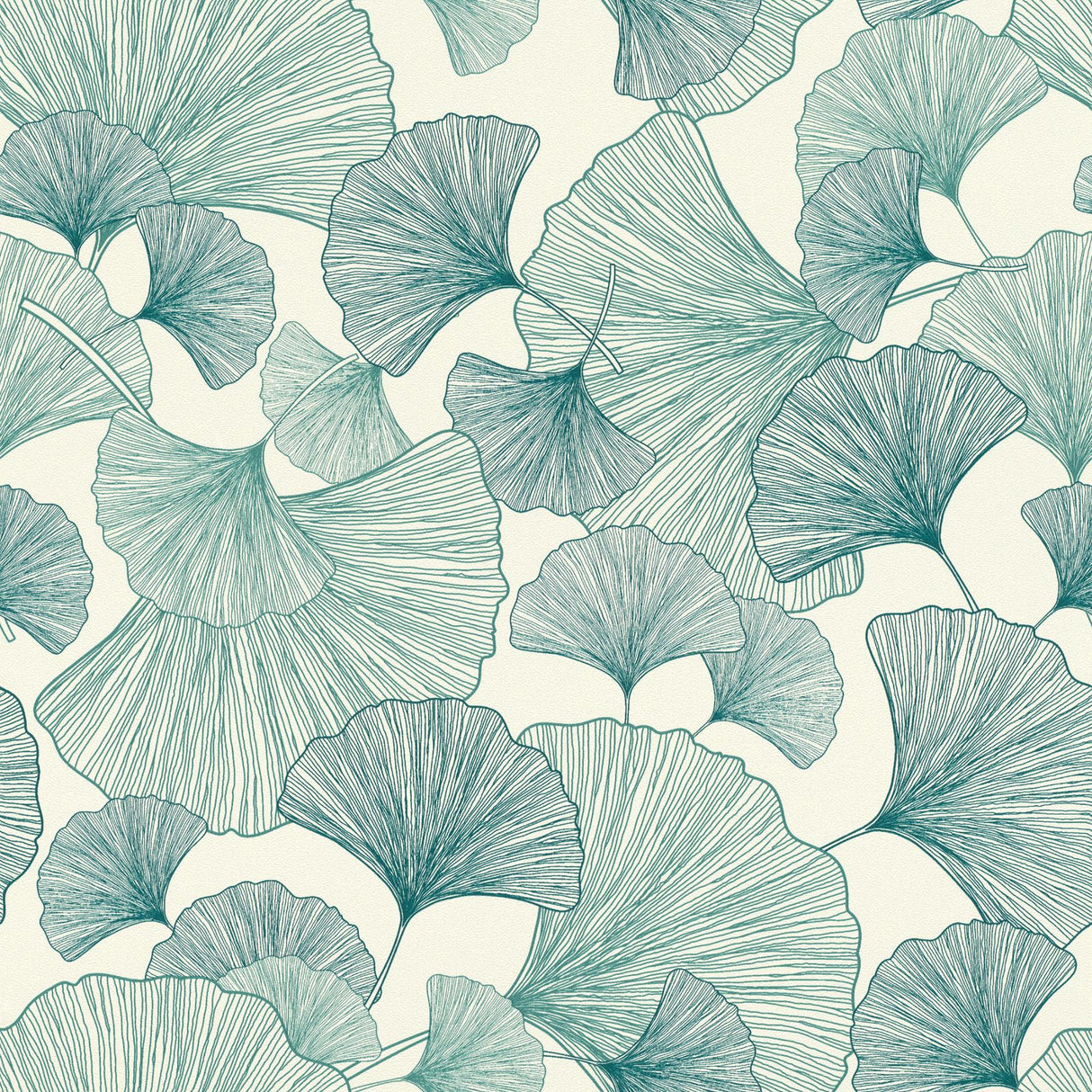 York Waft Teal Ginkgo Wallpaper
