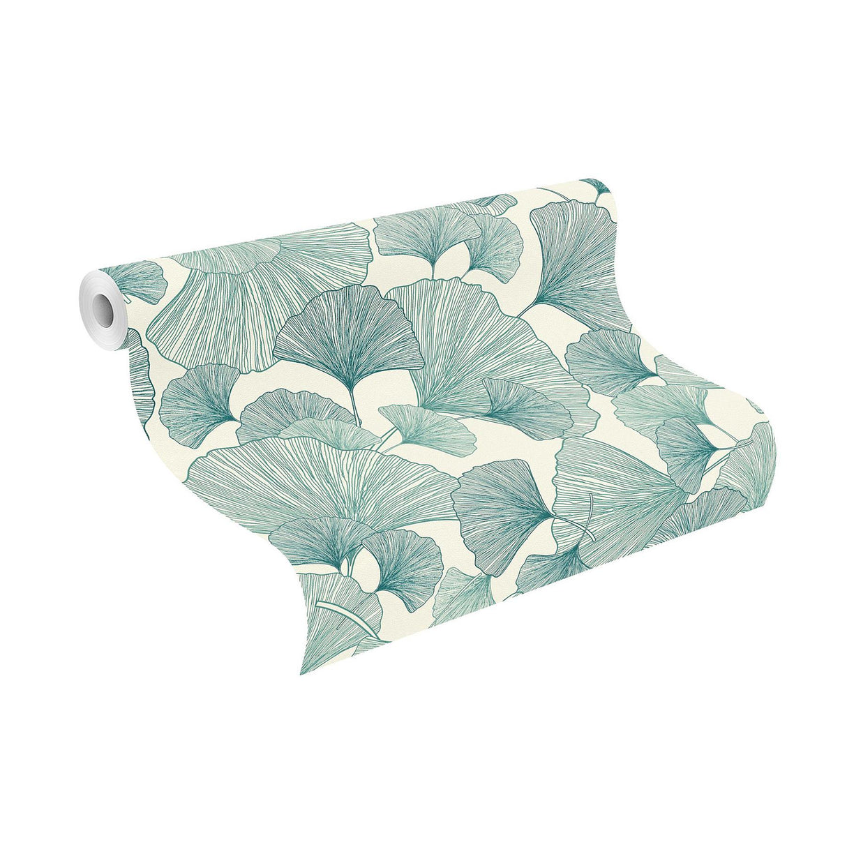 York Waft Teal Ginkgo Wallpaper