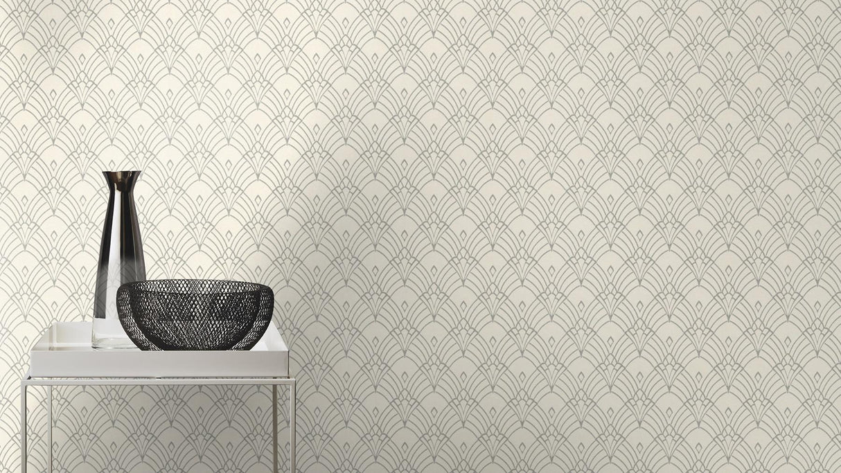 York Rooney White Fan Wallpaper