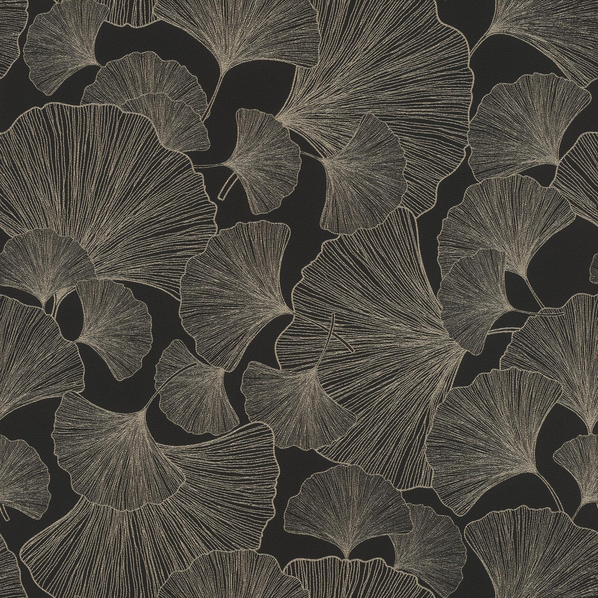 York Waft Black Ginkgo Wallpaper