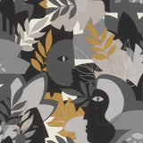 York Giacometti Grey Flora & Faces Wallpaper