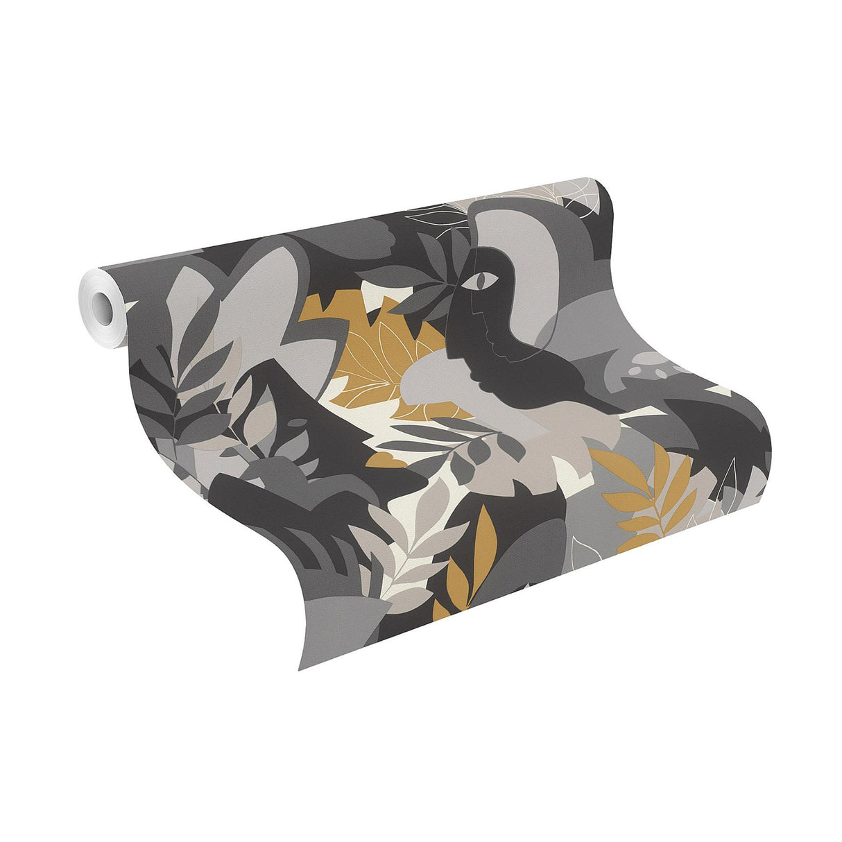 York Giacometti Grey Flora & Faces Wallpaper