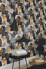 York Giacometti Grey Flora & Faces Wallpaper