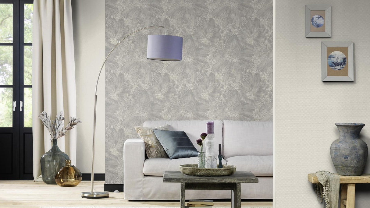 York Purser Grey Abstract Wallpaper