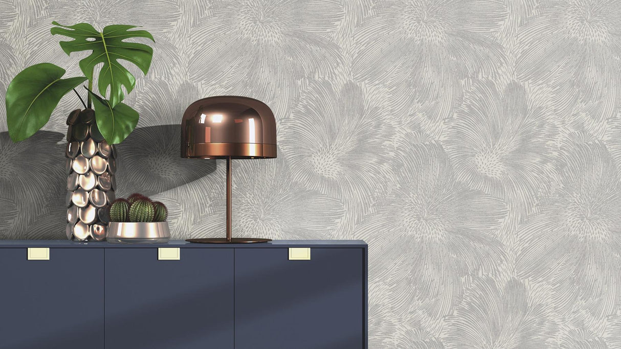 York Purser Grey Abstract Wallpaper