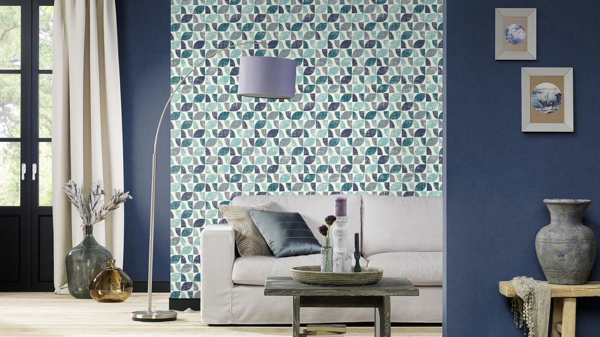 York Dorwin Blue Geometric Wallpaper