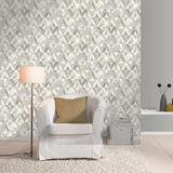 York Shikhar Silver Geometric Wallpaper