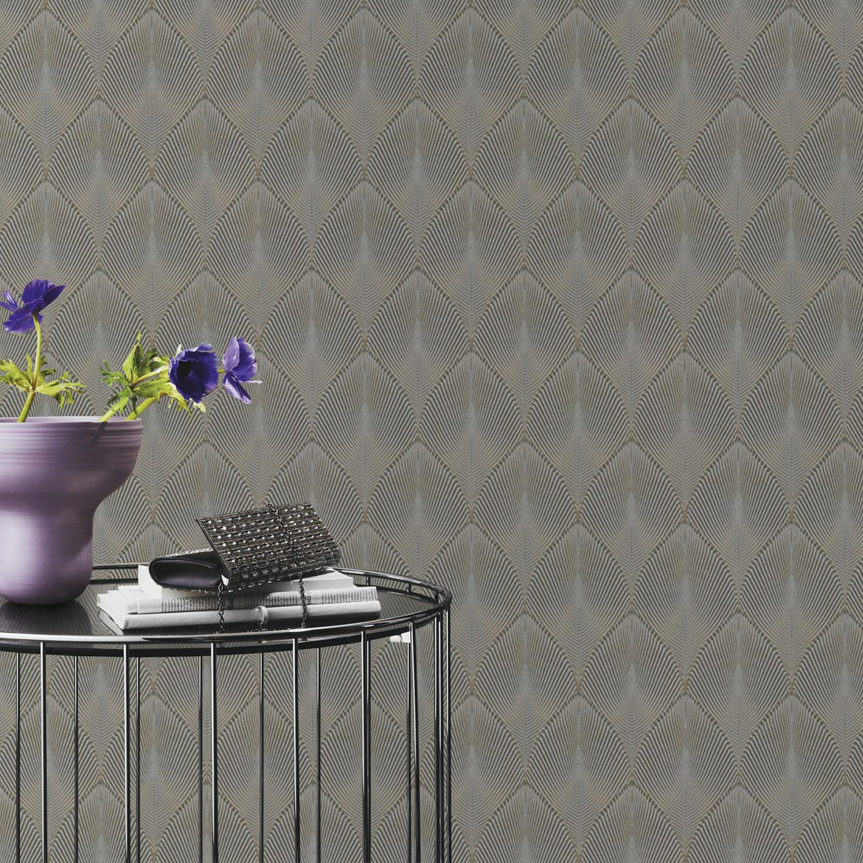 York Tirsuli Grey Ogee Wallpaper