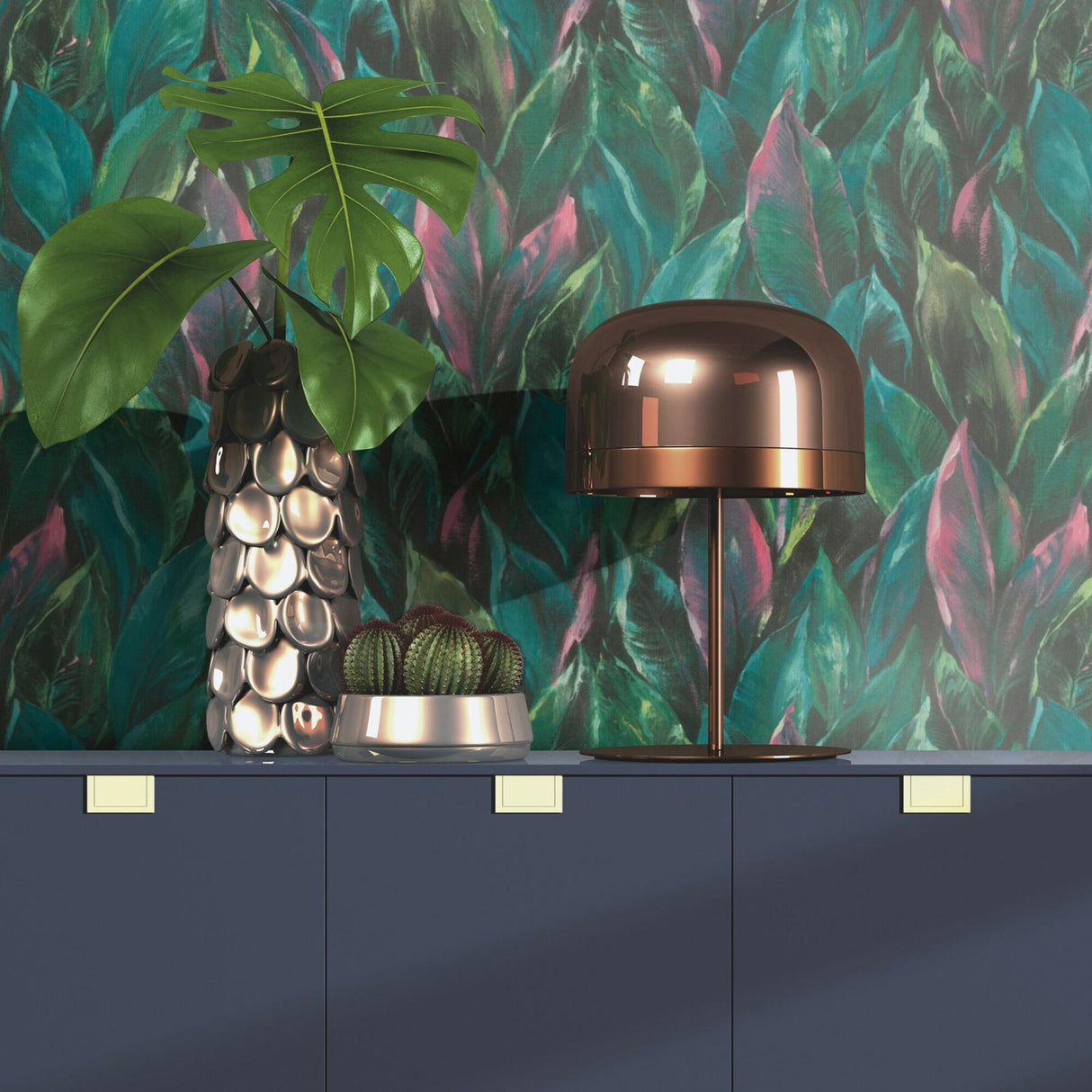 York Maclayi Fuschia Banana Leaf Wallpaper