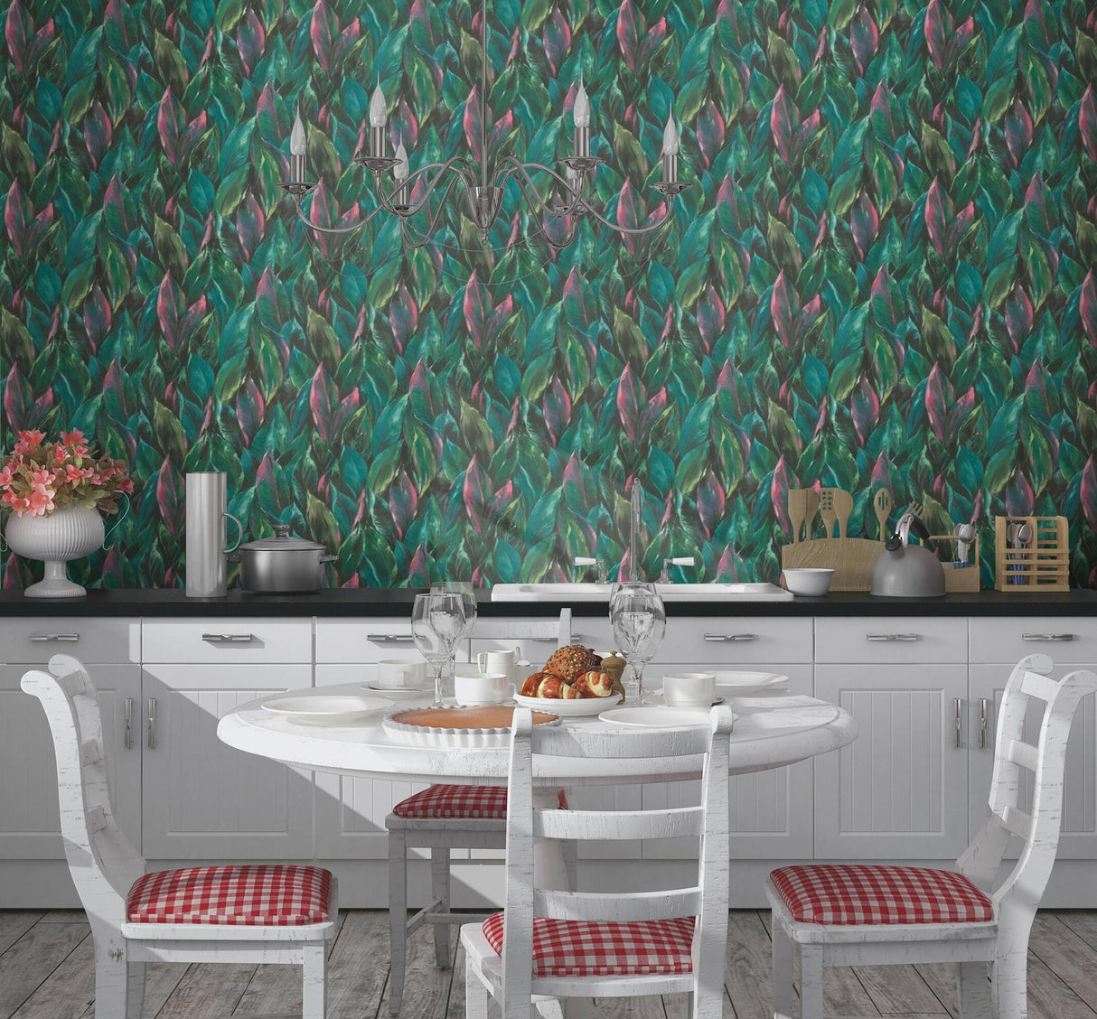 York Maclayi Fuschia Banana Leaf Wallpaper