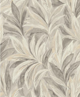 York Rennie Grey Leaves Wallpaper