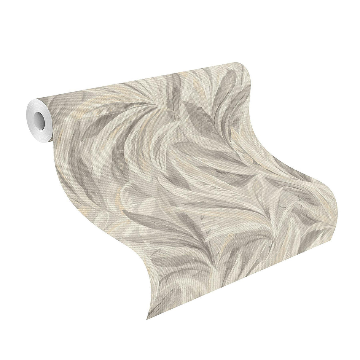 York Rennie Grey Leaves Wallpaper