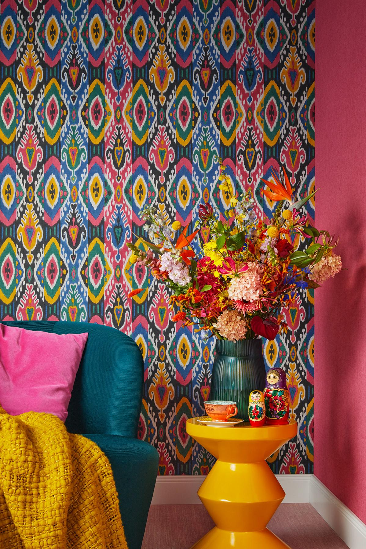 York Villon Multicolor Ikat Wallpaper